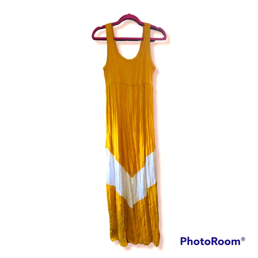 Yellow and white maxi dress size large